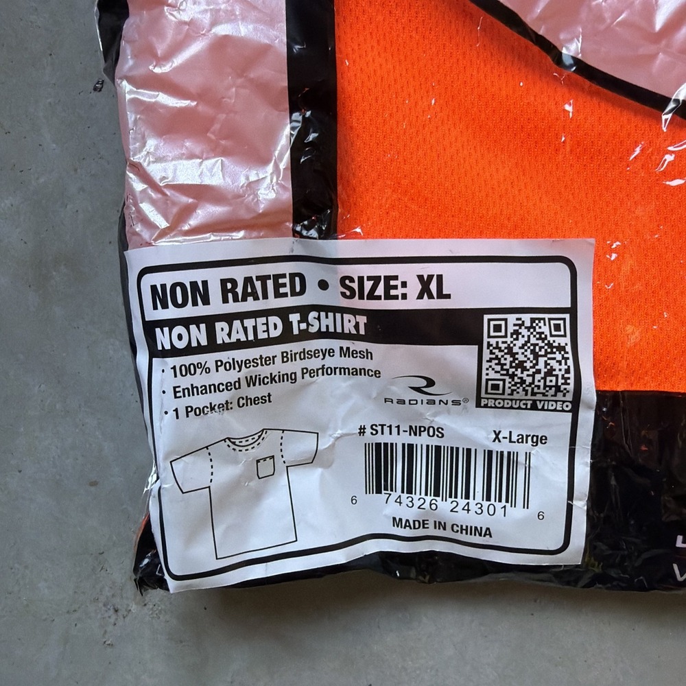 Radians ST11-NPOS-XL Non-Rated Short Sleeve XL Hi-Vis T-Shirt with Max-Dri - Picture 2 of 7